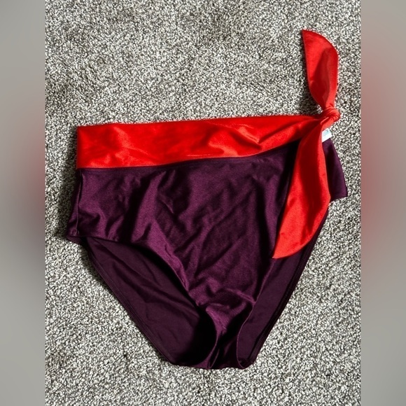 Zimmermann Purple Color blocked Bikini Bottom High Cut & High Waist 10-12 Lycra - Picture 7 of 9
